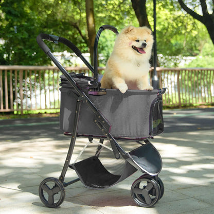 Portable Pet Stroller with Removable Carrier Bag
