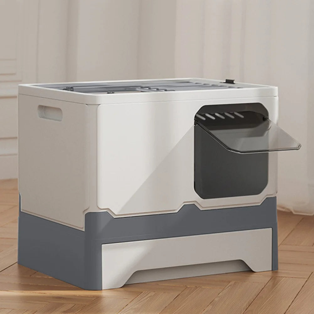 Hidden Cat Litter Box with Easy Clean Tray & Dual Doors
