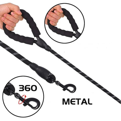 Durable Pet Leash with Padded Grip & Hi-Vis Rope