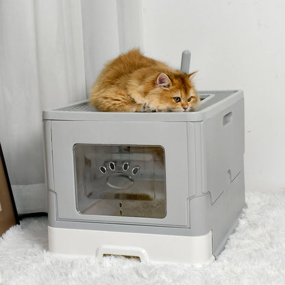 Hidden Cat Litter Box with Dual Entry and Easy Clean Tray