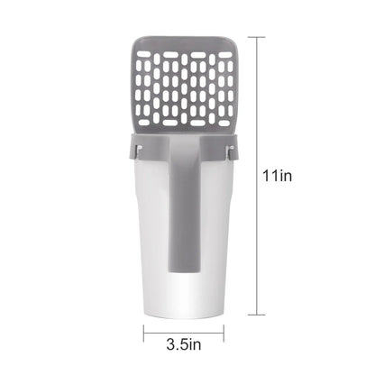 Convenient Cat Litter Box Scoop with Built-In Trash Can