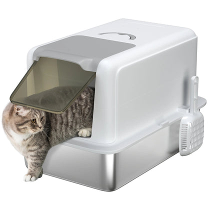 Spacious Covered Cat Litter Box with Easy Clean Tray - LifyPet
