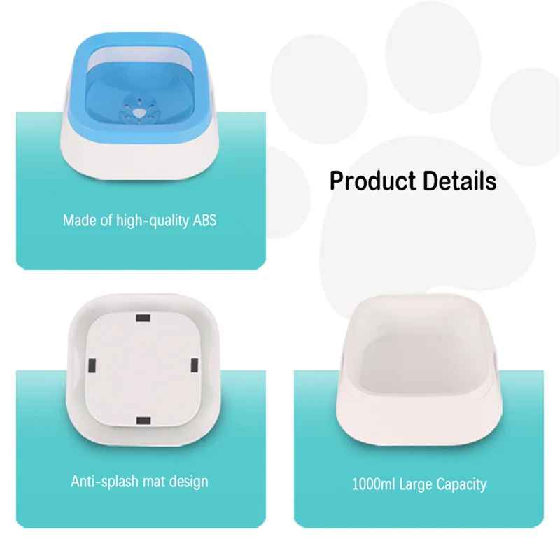 Spill Proof Water Bowl for Dogs and Cats 1L