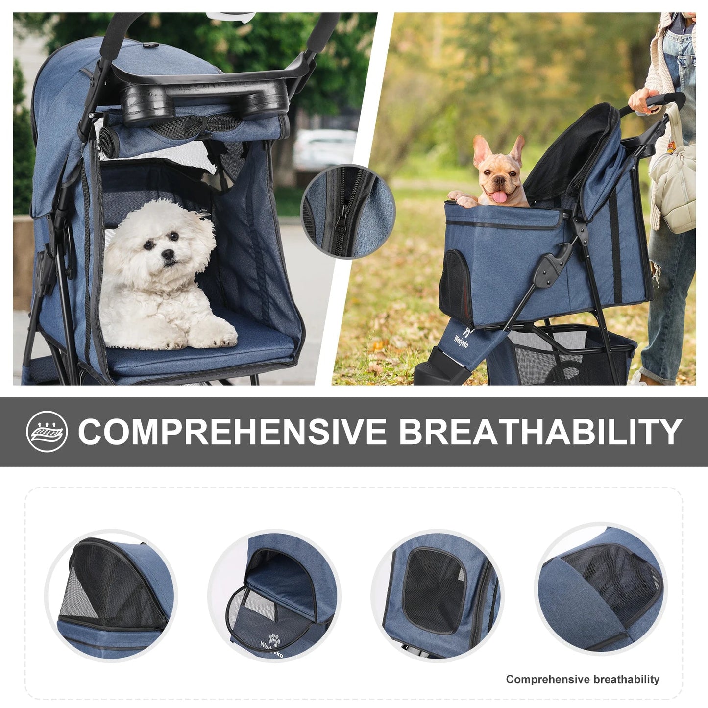 Lightweight Pet Stroller with Large Storage Compartment