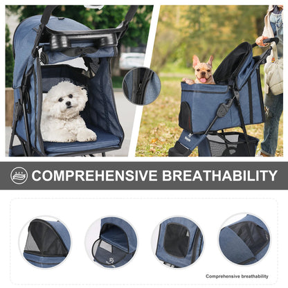 Lightweight Pet Stroller with Large Storage Compartment