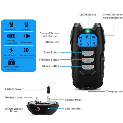 Long Range Waterproof Dog Training Collar with LCD Remote