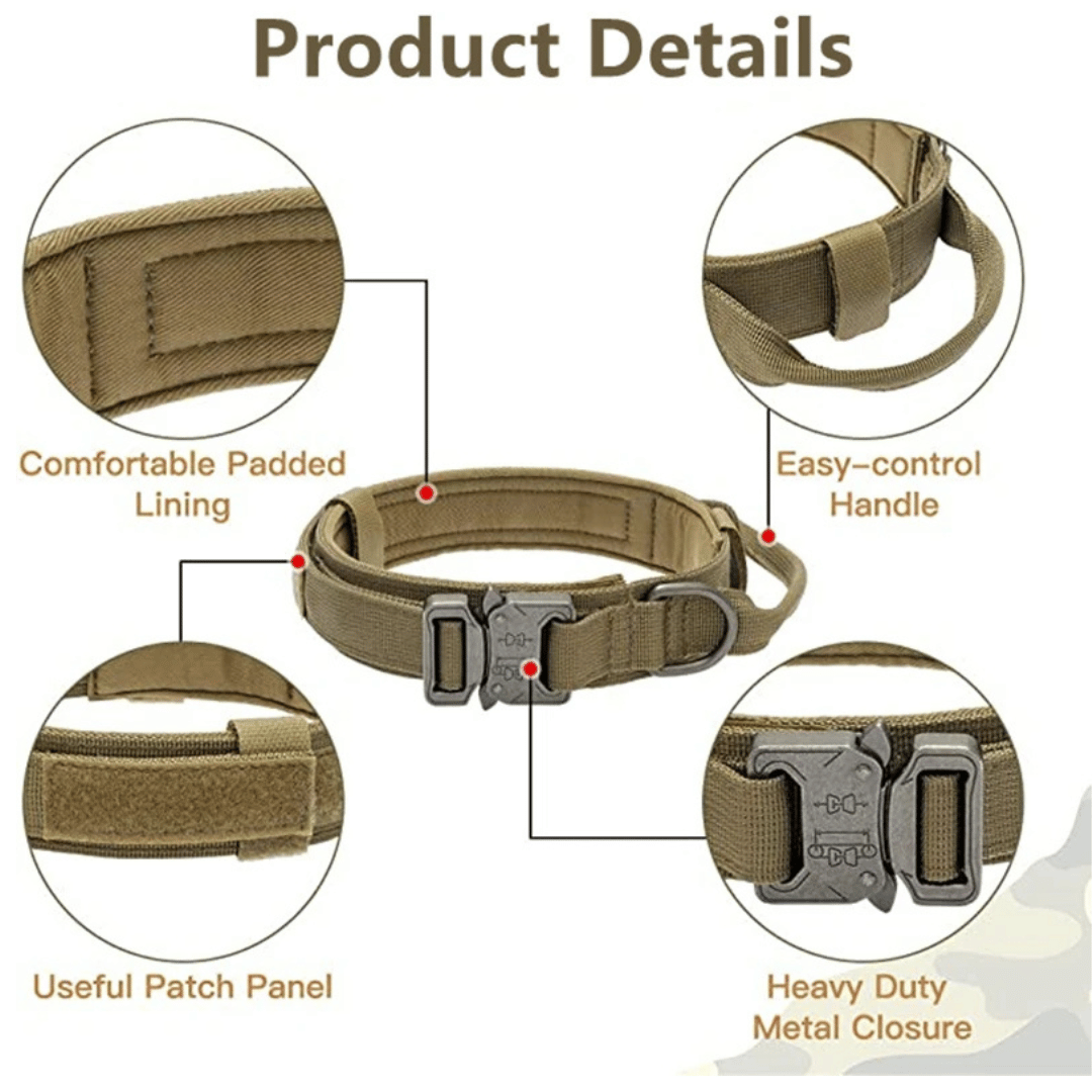 Strong Tactical Dog Collar and Leash Set for Big Dogs