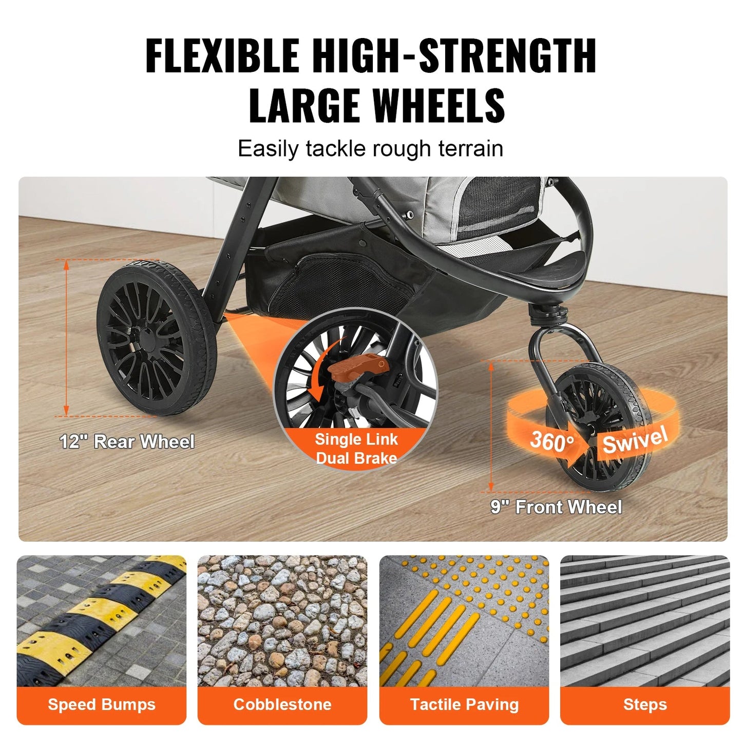Portable Pet Stroller for Small Dogs with Easy Fold
