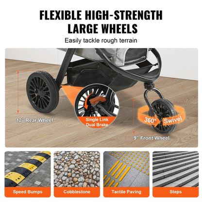 Portable Pet Stroller for Small Dogs with Easy Fold