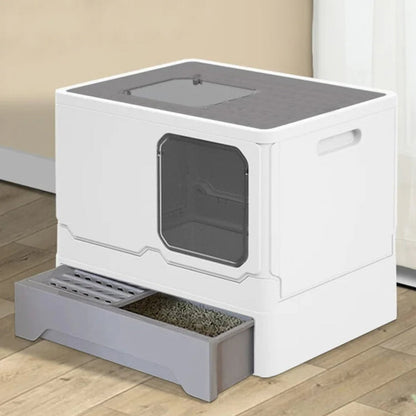 Hidden Cat Litter Box with Easy Clean Tray & Dual Doors