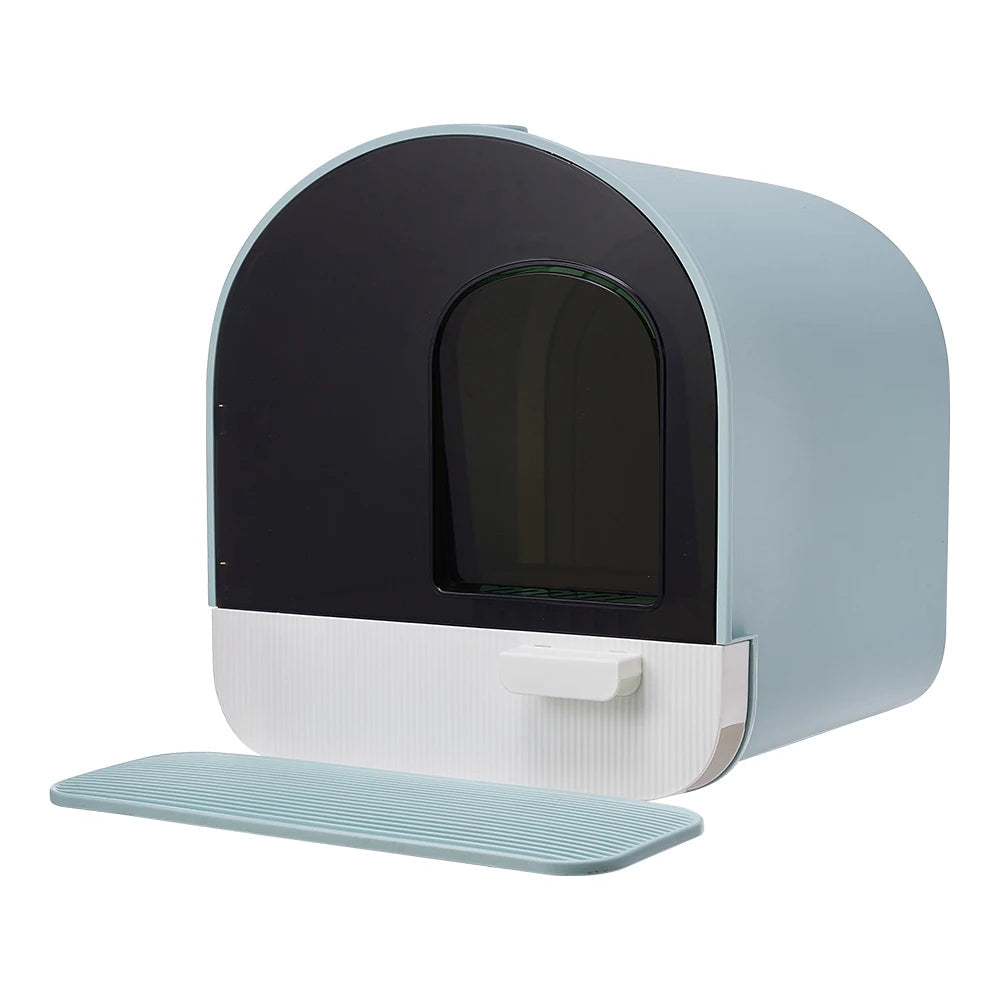 Stylish Cat Litter Box with Removable Tray & Scoop