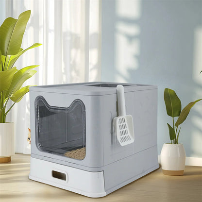 Odor Control Cat Litter Box with Removable Tray & Dual Exit
