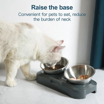 Adjustable Pet Feeder with Stainless Steel Food Bowls
