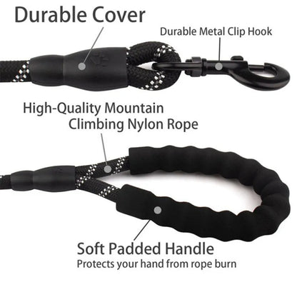 Durable Pet Leash with Padded Grip & Hi-Vis Rope