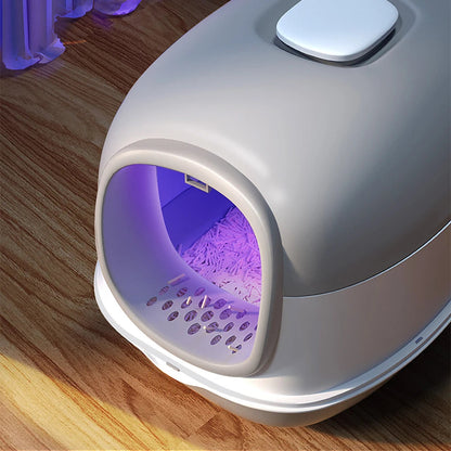 Large Covered Cat Litter Box with UV Sanitizer & Anti Slip Base