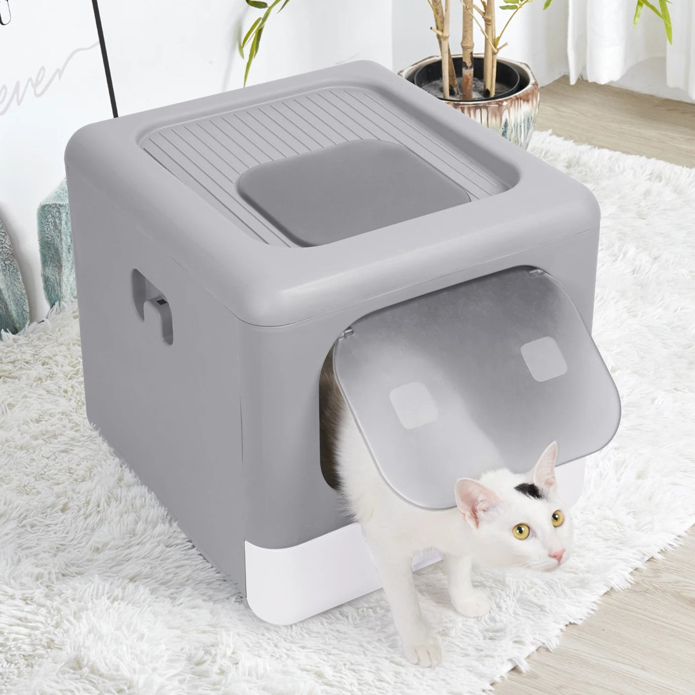 Easy Clean Hidden Cat Litter Box with Removable Tray