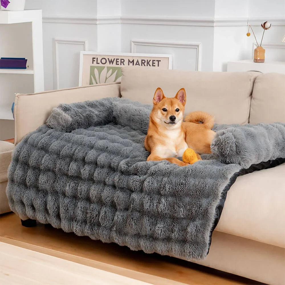 Plush Pet Sofa Cover with Pillow for Small Dogs Cats