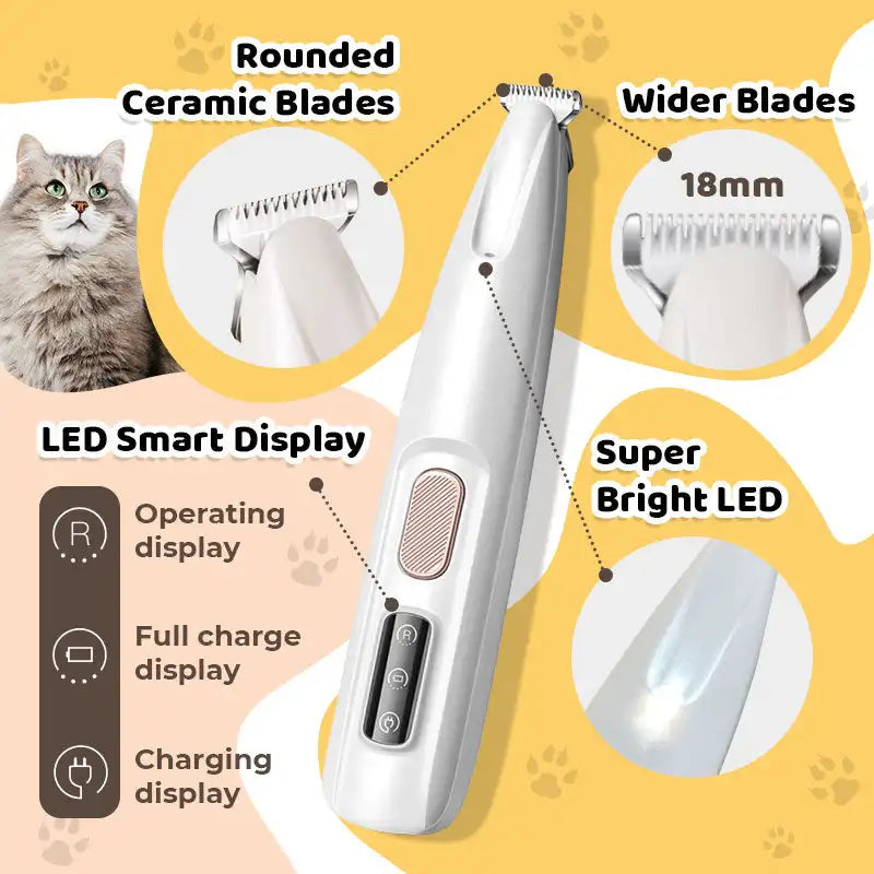 Wireless Pet Nail Clipper with Built-in Safety Light