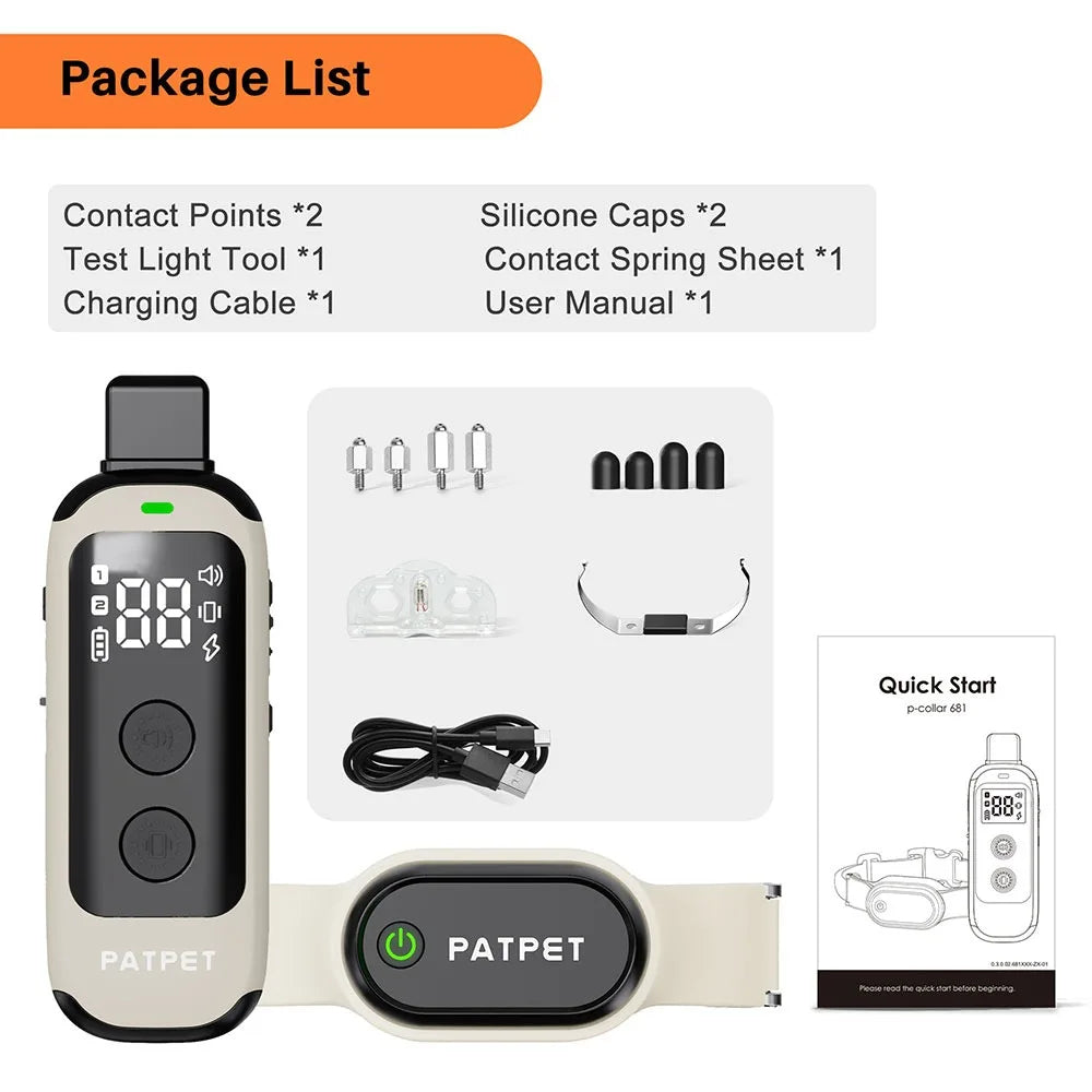 Waterproof Rechargeable Dog Trainer Collar with Remote