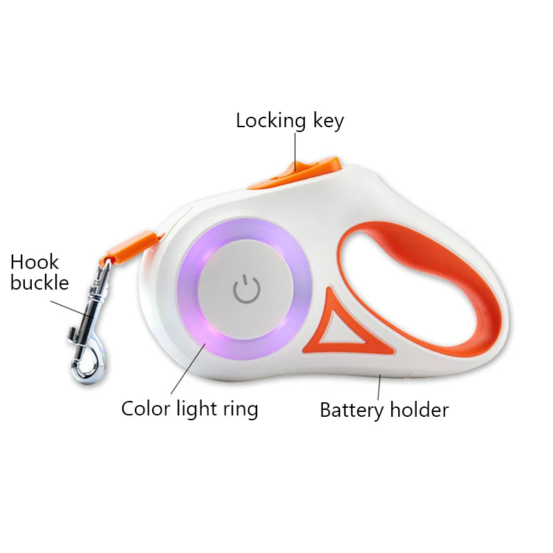 Long Adjustable Pet Leash with Torch & Comfort Grip