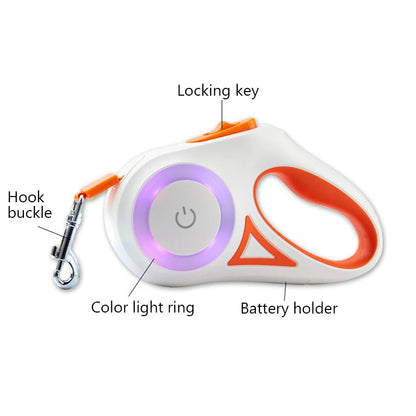 Long Adjustable Pet Leash with Torch & Comfort Grip