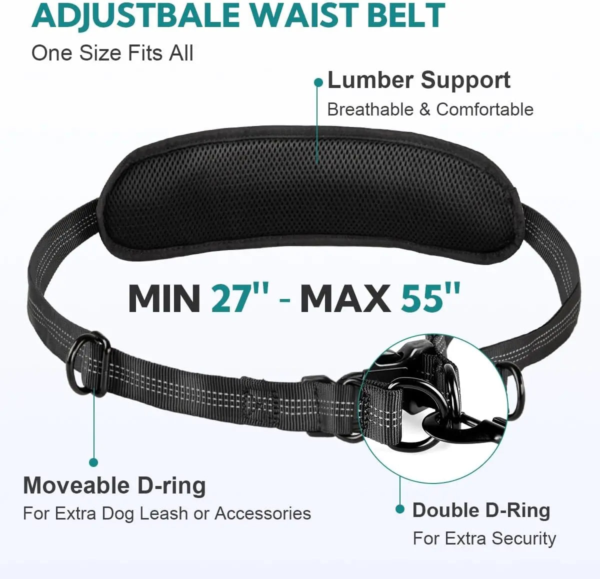 Easy Walk Dog Leash with Adjustable Bungee and Pocket