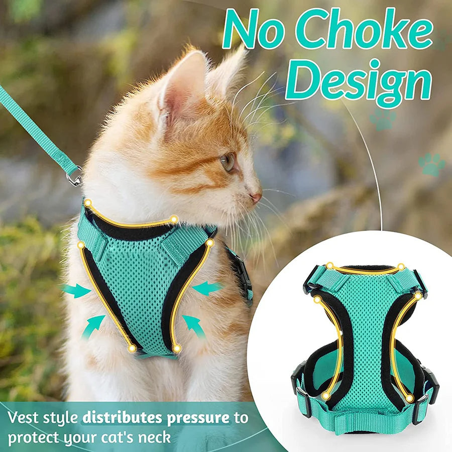 Comfortable Breathable Cat Harness Leash Set