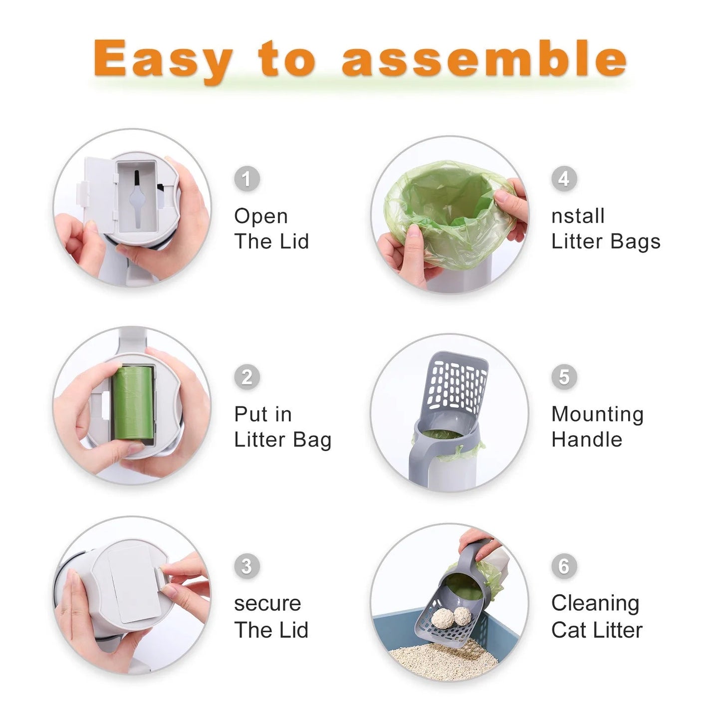 Convenient Cat Litter Box Scoop with Built-In Trash Can