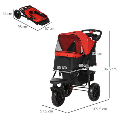 Durable Pet Stroller with Cargo Compartment for Walking
