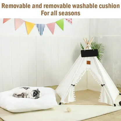 Cozy Small Pet Teepee House with Soft Washable Pad