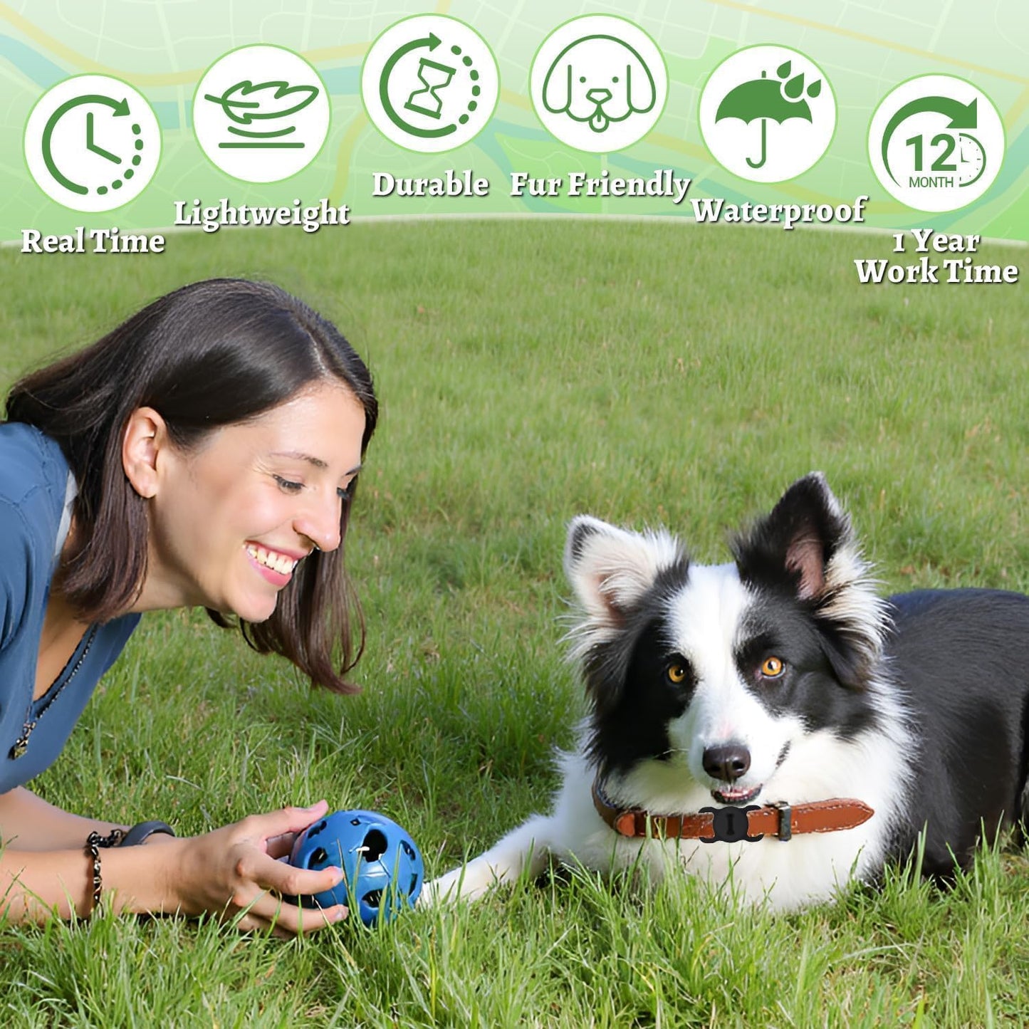 Cat Tracker, Cat Tracker Collar, Real Time GPS Pet Tracker for Cats and Dogs, Dog Tracker with No Monthly Fees- Works Compatible with Apple Find My (Only iOS), Anti-Lost Cat Gps Tracker for Cat Dog