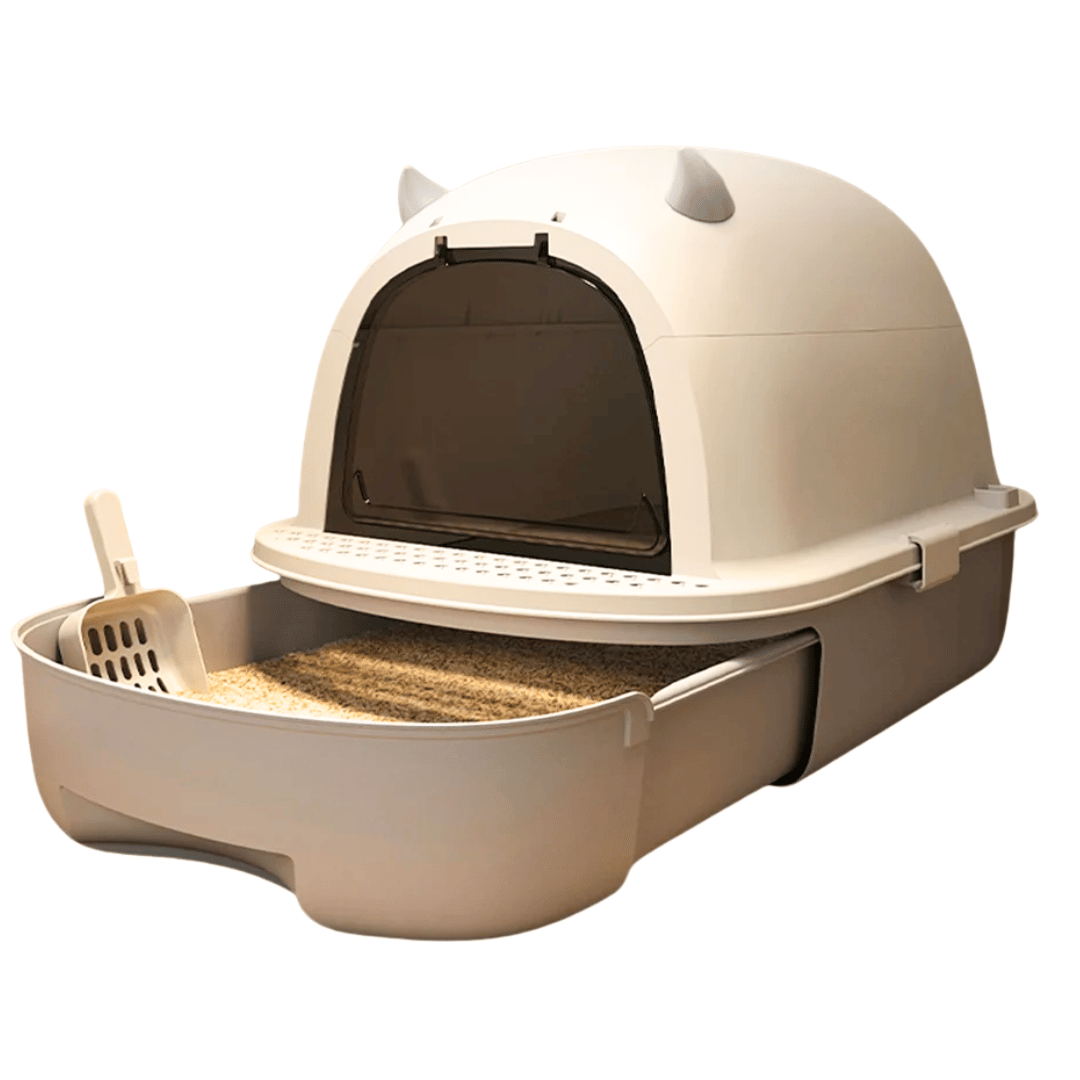 Easy Clean Cat Litter Box with Sliding Door