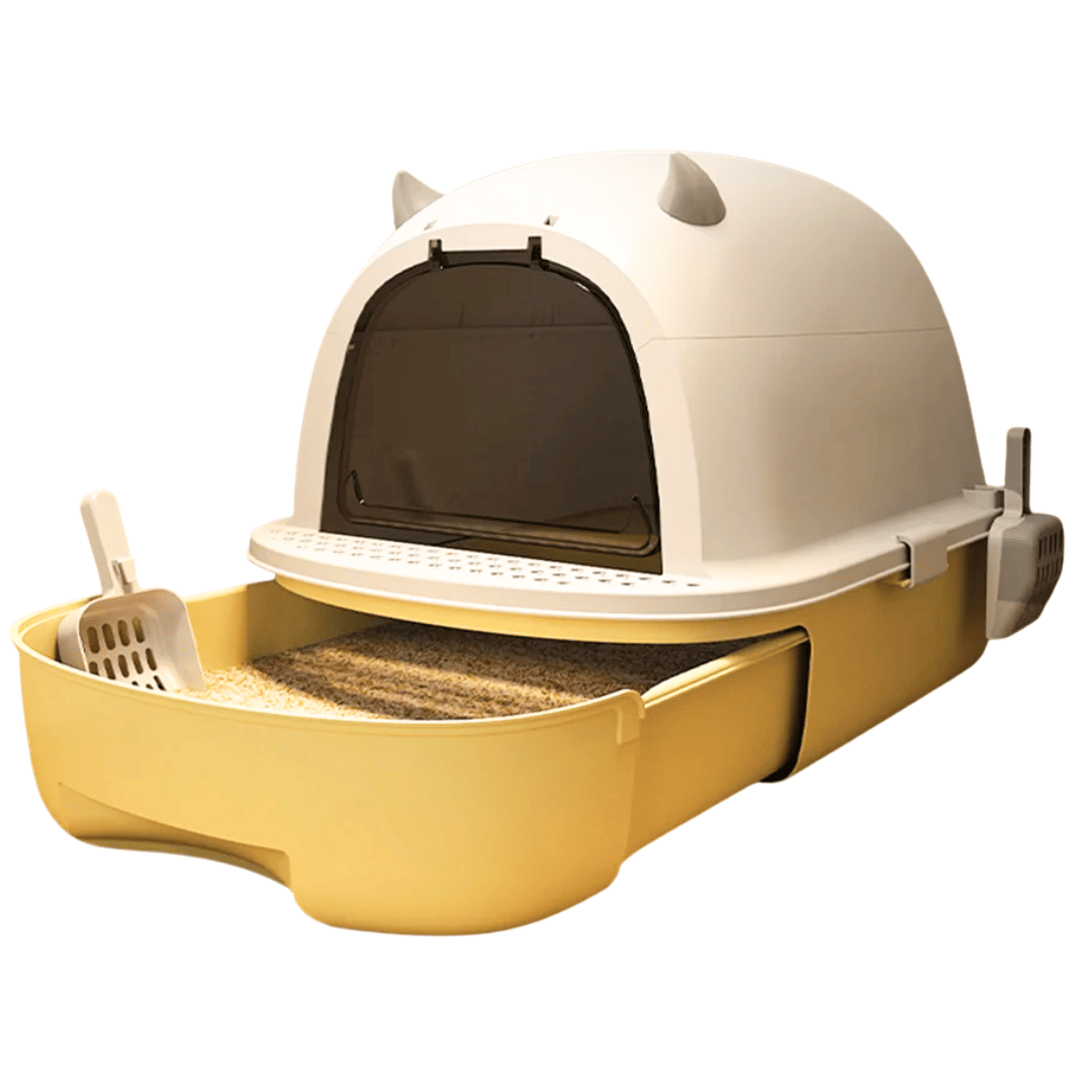 Easy Clean Cat Litter Box with Sliding Door