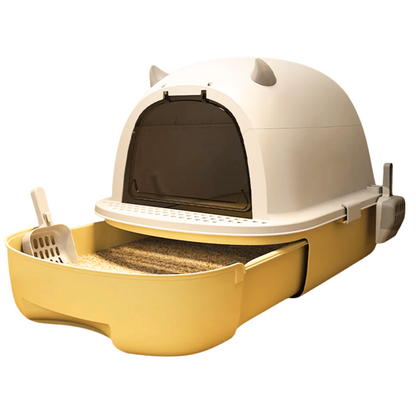 Easy Clean Cat Litter Box with Sliding Door