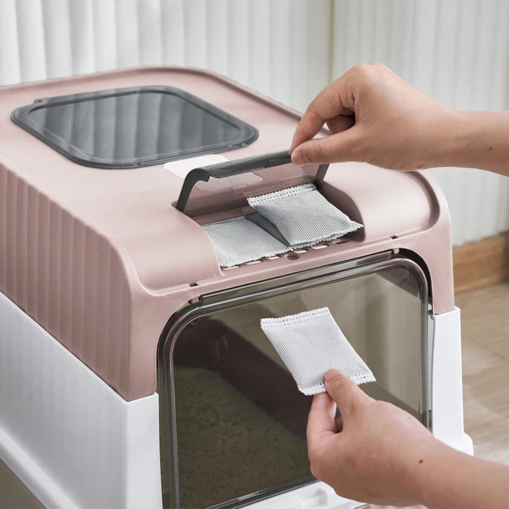 Odor Control Cat Litter Box with Easy Clean Tray