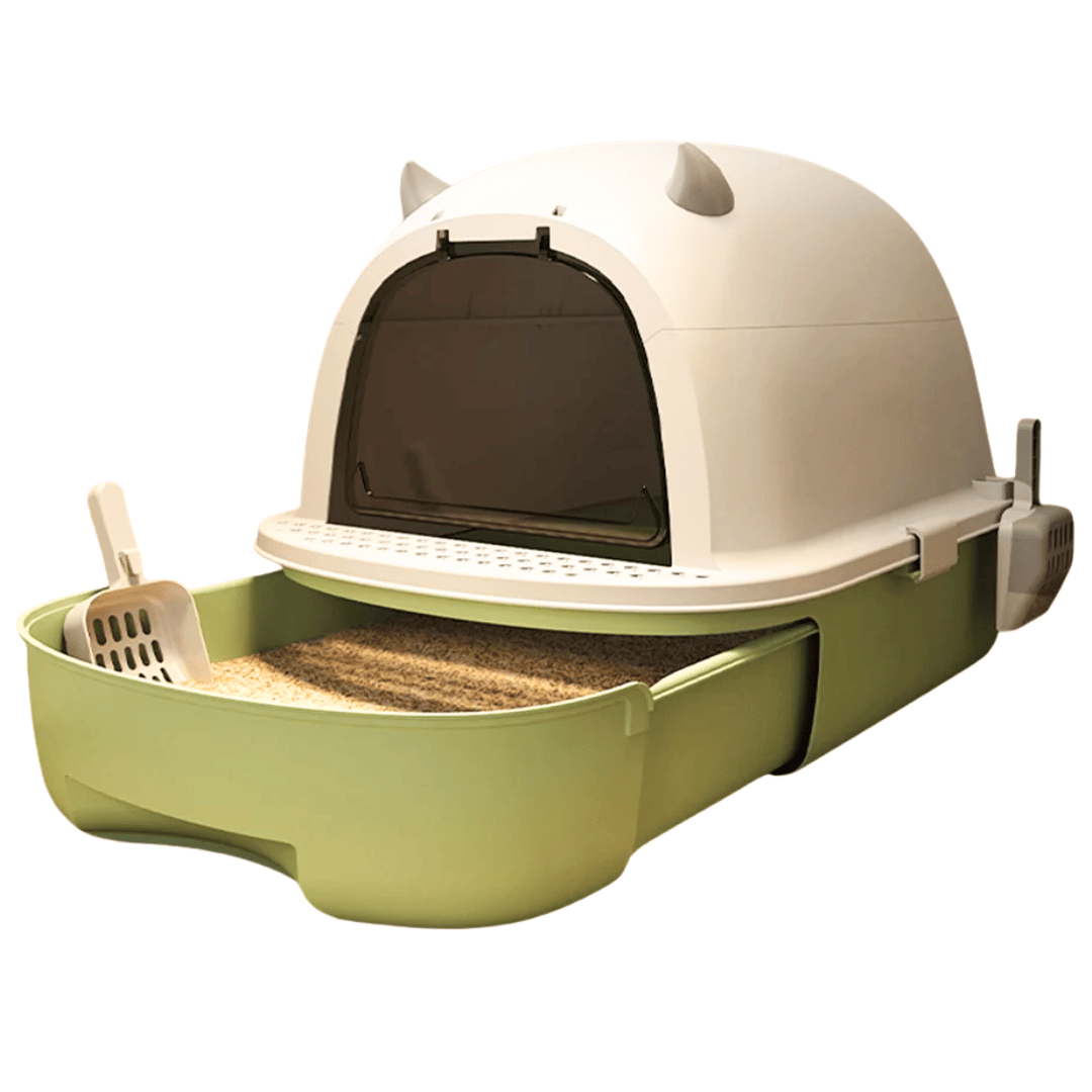 Easy Clean Cat Litter Box with Sliding Door