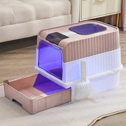 Odor Control Cat Litter Box with Easy Clean Tray
