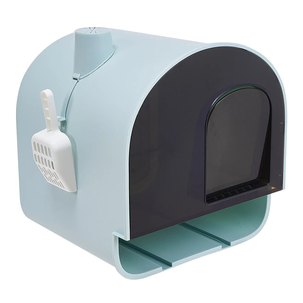 Stylish Cat Litter Box with Removable Tray & Scoop