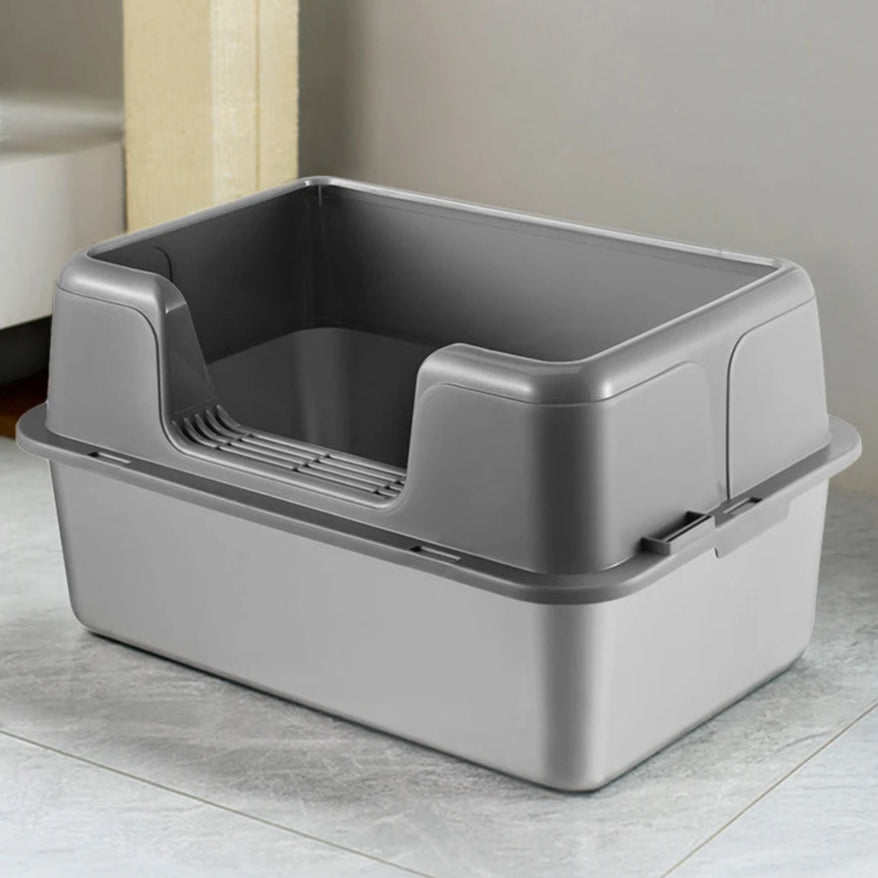 Large Covered Cat Litter Box with Metal Pan & Scoop