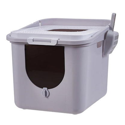 Easy Clean Covered Litter Box with Flip Top