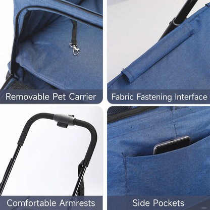 Collapsible Dual Pet Stroller for Dogs and Cats