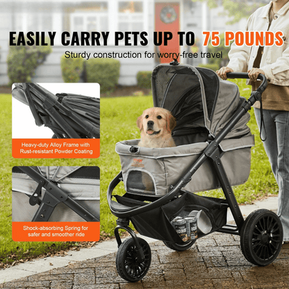 Portable Pet Stroller for Small Dogs with Easy Fold