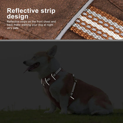 Safe & Adjustable Pet Harness with Reflective Belts