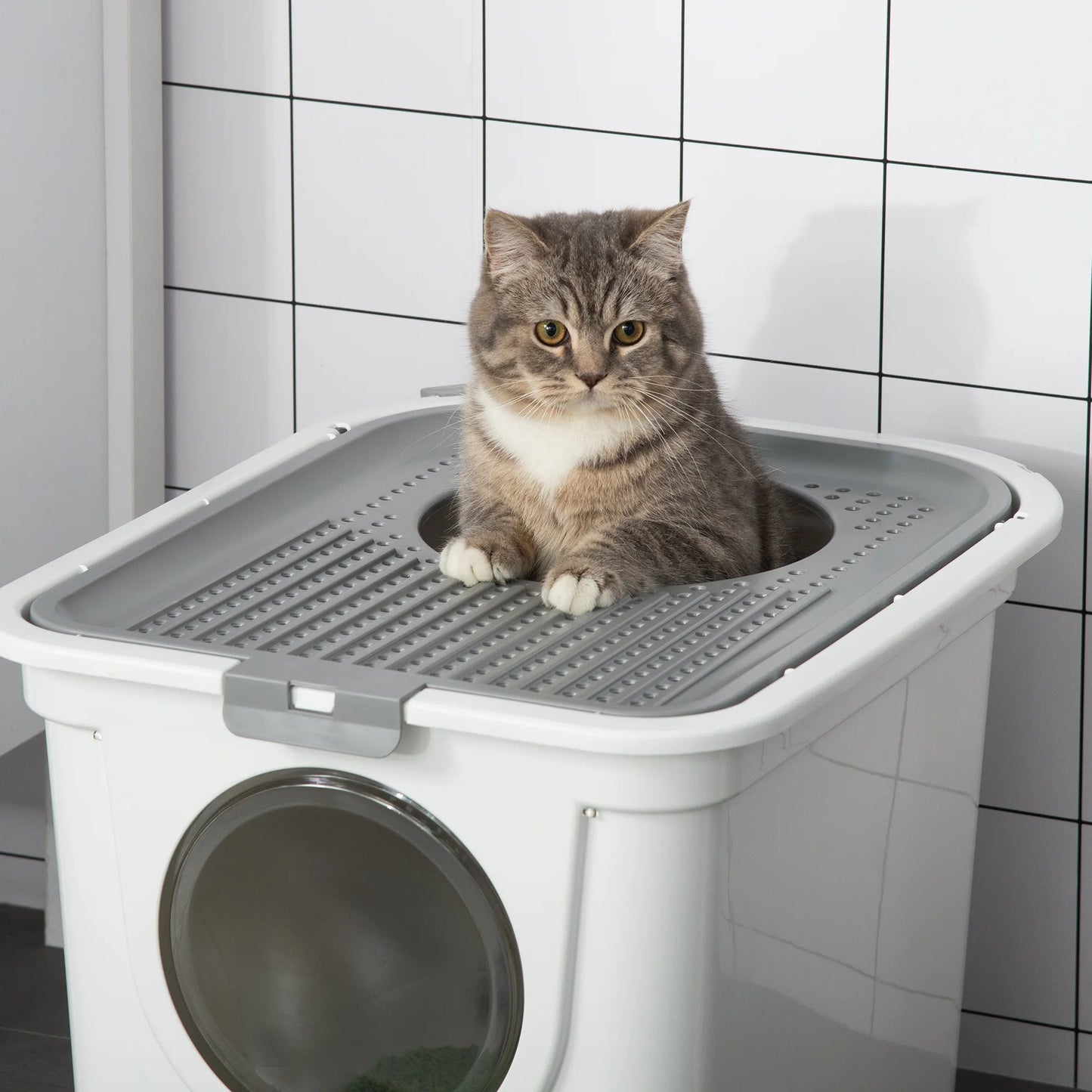 Easy Clean Covered Cat Litter Box with Scoop