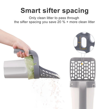 Convenient Cat Litter Box Scoop with Built-In Trash Can