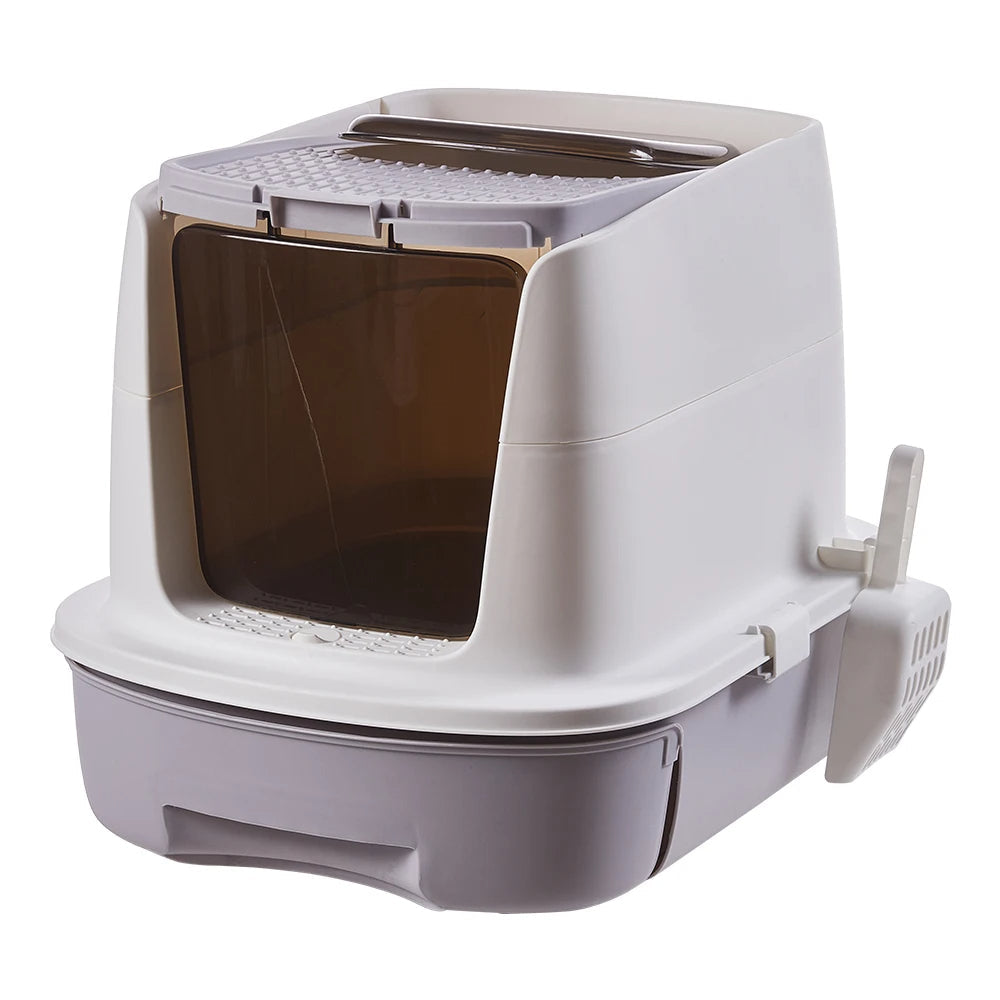 Large Covered Cat Litter Box with Easy Clean Tray