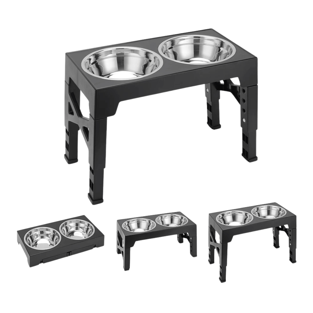 Elevated Dog Feeder with Adjustable Height & Metal Bowls
