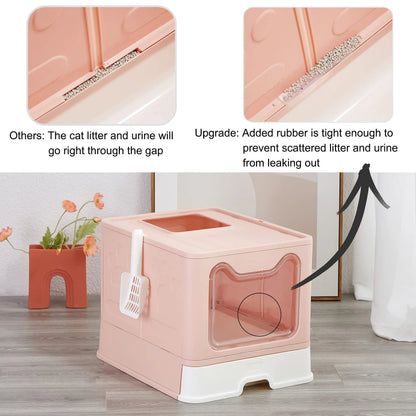 Hidden Cat Litter Box with Odor Control & Cleaning Tools