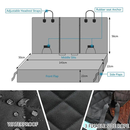 Durable Pet Car Seat Protector with Zipper for Back Seat