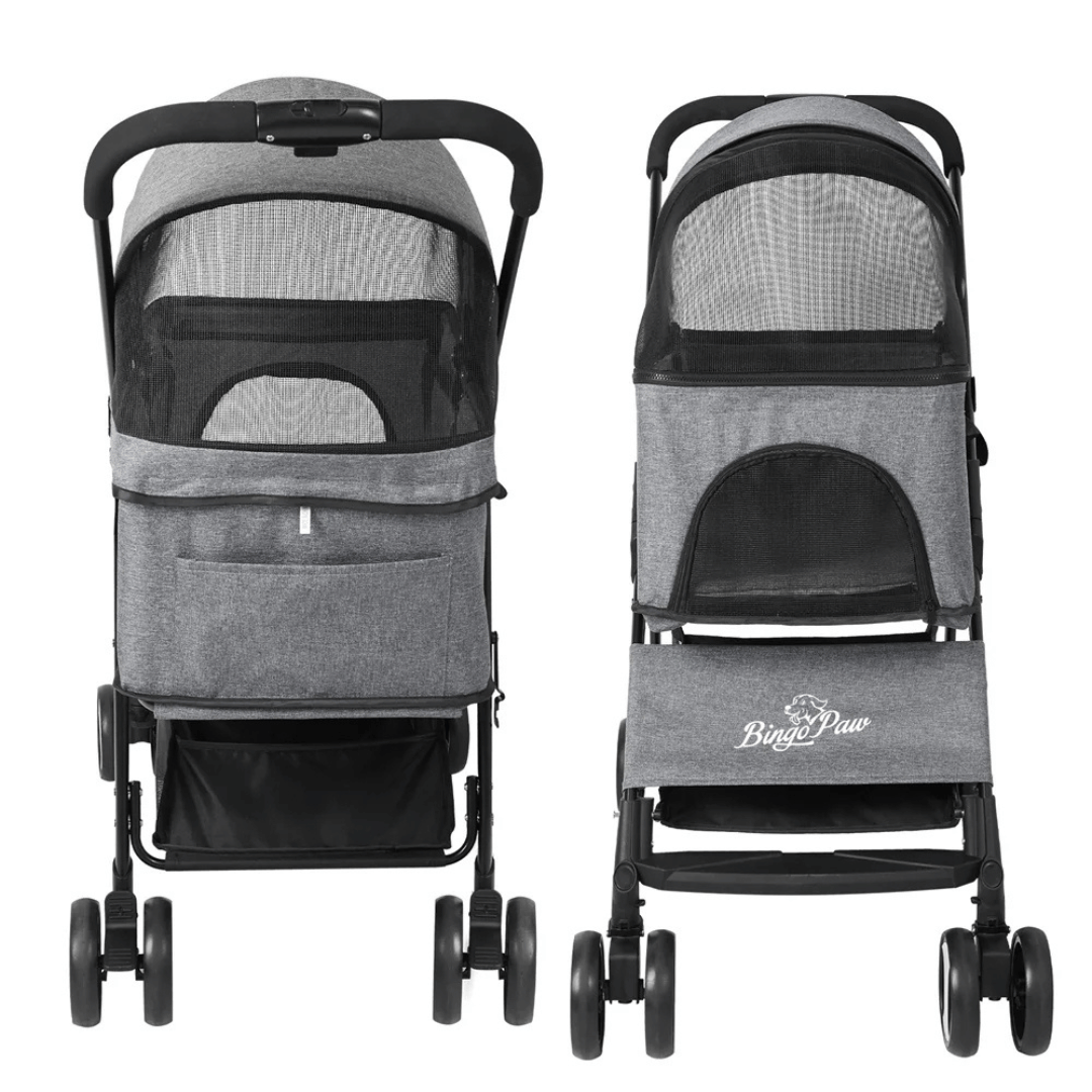 Portable Pet Stroller with Detachable Carrier and Car Seat